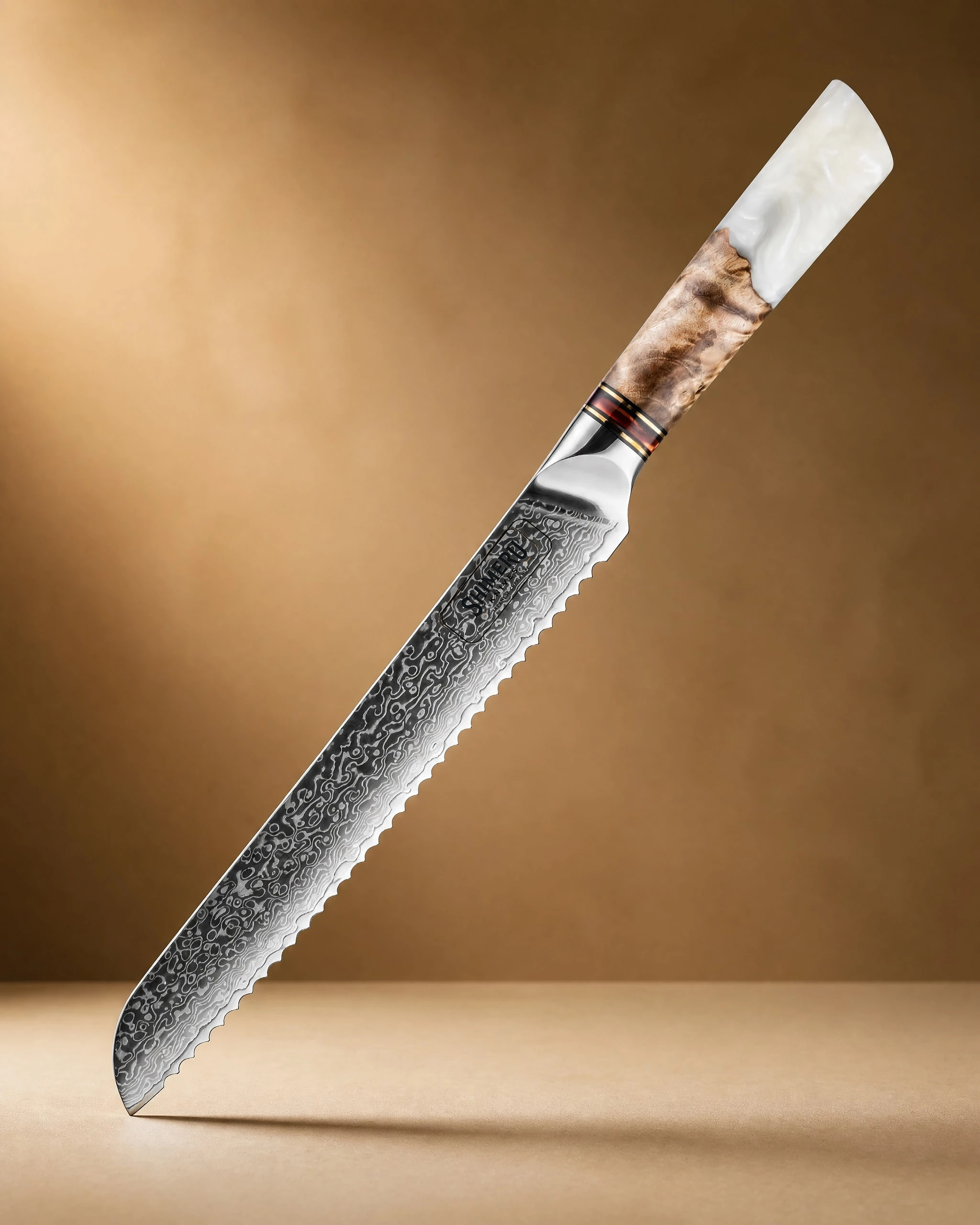 Shimanto 8" Damascus Steel Bread Knife  パン切りナイフ