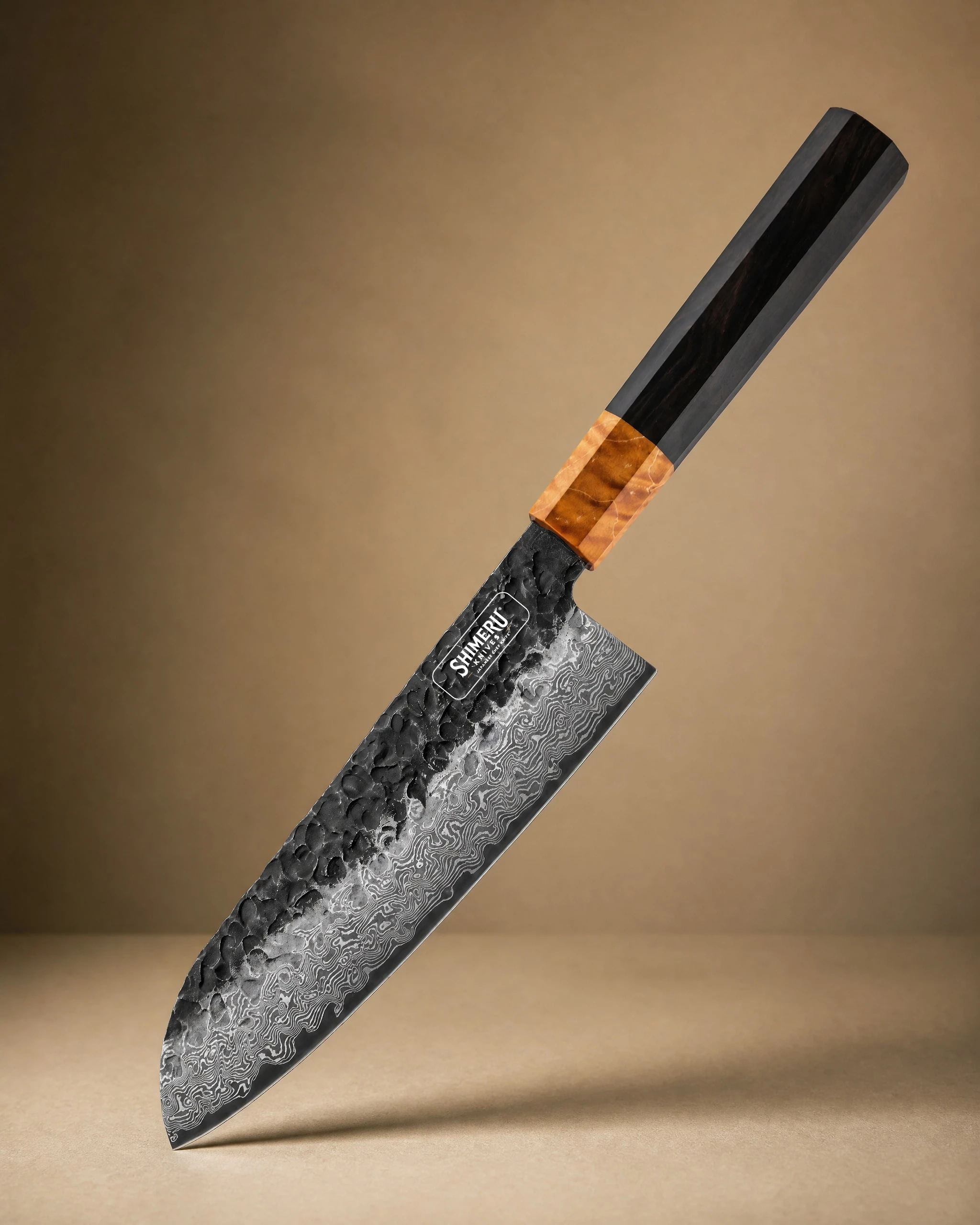 Dark Grain 7" Damascus Steel Santoku Knife 三徳包丁